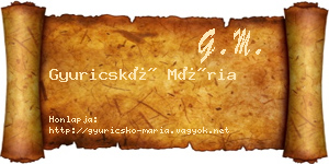 Gyuricskó Mária névjegykártya